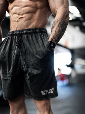 Explosive Fibres Stone Washed Shorts (Black) спортивні чоловічі шорти для бодібілдингу. SwH-1489 фото