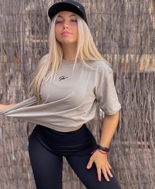 Gorilla Wear Bixby Oversized (Beige) спортивна жіночі футболка для фітнесу. Fj-1550 фото