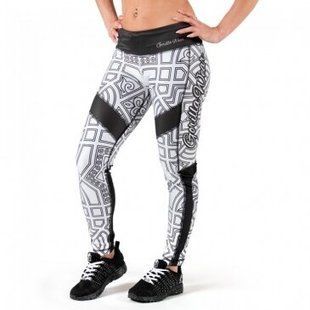 Спортивные женские леггинсы Pueblo Tights (Black/White) Gorilla Wear LJ-485 фото