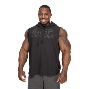 Gasp Thermal SL Hoodie (Washed Black) спортивна чоловіча безрукавка для бодібілдингу.  SL-1504 фото