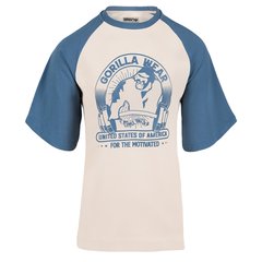 Спортивна чоловіча футболка Logan T-Shirt (Beige/Blue) Gorilla Wear F-1037 фото