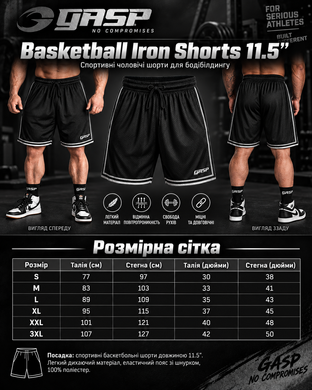 Gasp Basketball Iron Shorts (Black/Red) спортивні чоловічі шорти для бодібілдингу. MhS-1297 фото