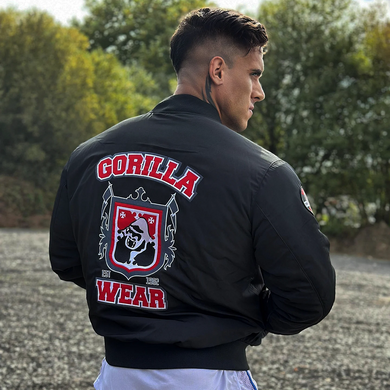Gorilla Wear Covington Bomber Jacket (Black) мужская спортивная куртка для бодибилдеров MB-1097 фото