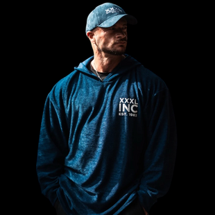 Explosive Fibres "Eroded XXXL INC " Boucle Pump Cover Hoodie (French Blue) спортивна чоловіча худі для бодібілдингу. MhS-1516 фото