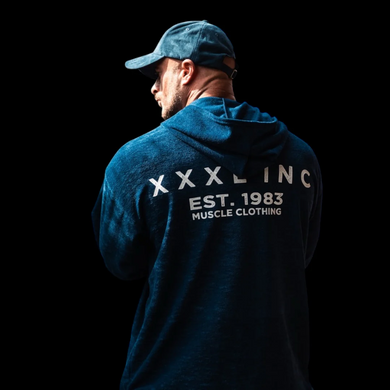 Explosive Fibres "Eroded XXXL INC " Boucle Pump Cover Hoodie (French Blue) спортивна чоловіча худі для бодібілдингу. MhS-1516 фото
