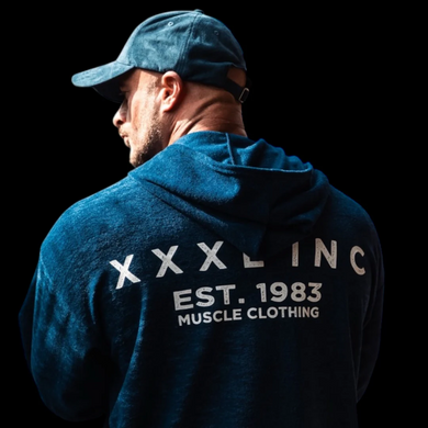 Explosive Fibres "Eroded XXXL INC " Boucle Pump Cover Hoodie (French Blue) спортивна чоловіча худі для бодібілдингу. MhS-1516 фото