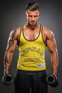 Спортивная мужская майка Logo Stringer (Yellow) Gorilla Wear M-1055 фото