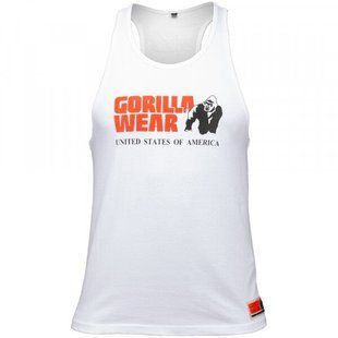 Gorilla Wear Classic Tank Top (White) спортивна чоловіча майка для бодібілдингу M-441 фото