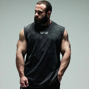 XXXL Explosivefibres "Profile Logo" Box cut Stonewash Sleeveless T - (Black) спортивна чоловіча безрукавка для бодібілдингу. SL-1465 фото