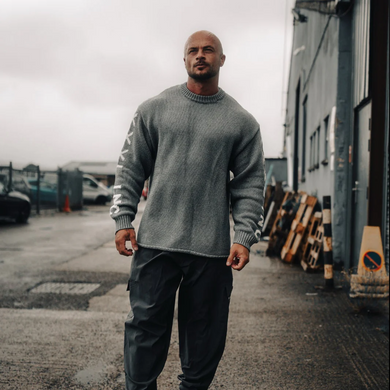 Explosive Fibres "XXXL INC Knit Logo" Sweater (Shadow Grey) спортивний чоловічий светр для бодібілдерів. MSw-1544 фото