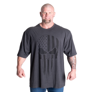 Gasp Skull Division Iron Tee (Dark Grey Melange) спортивна чоловіча футболка для бодібілдингу F-423 фото