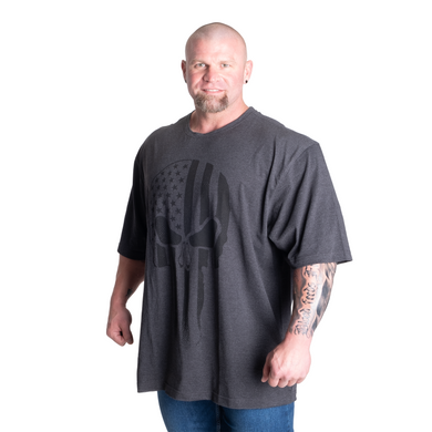 Gasp Skull Division Iron Tee (Dark Grey Melange) спортивна чоловіча футболка для бодібілдингу F-423 фото