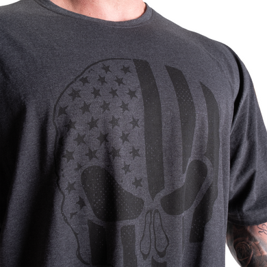 Gasp Skull Division Iron Tee (Dark Grey Melange) спортивна чоловіча футболка для бодібілдингу F-423 фото