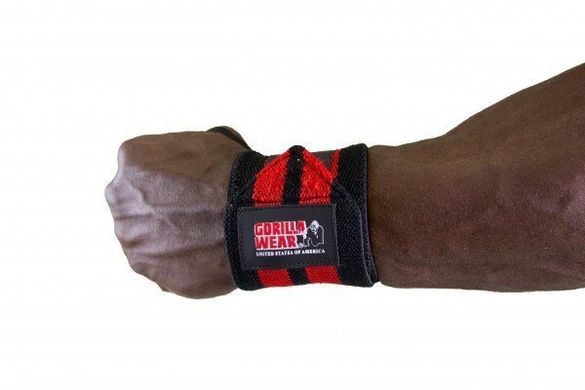Спортивные мужские кистевые бинты Wrist Wraps PRO (Black/Red) Gorilla Wear WrW-514 фото