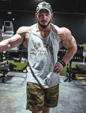 Gasp Throwback tank (Grey Melange) спортивная майка для бодибилдинга. M-232 фото