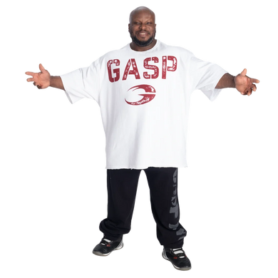 Gasp Heavyweight Iron Tee (White/red) спортивна чоловіча футболка для бодібілдингу F-1439 фото