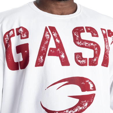 Gasp Heavyweight Iron Tee (White/red) спортивна чоловіча футболка для бодібілдингу F-1439 фото
