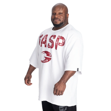 Gasp Heavyweight Iron Tee (White/red) спортивна чоловіча футболка для бодібілдингу F-1439 фото