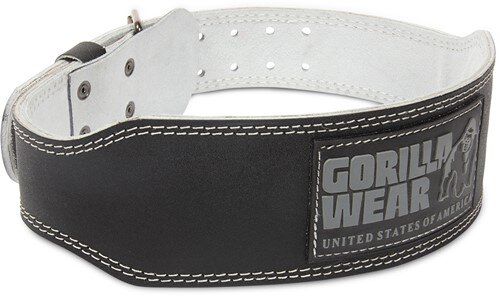 Спортивный мужской пояс 4 INCH Padded Leather Belt (Black/Gray) Gorilla Wear LB-380 фото