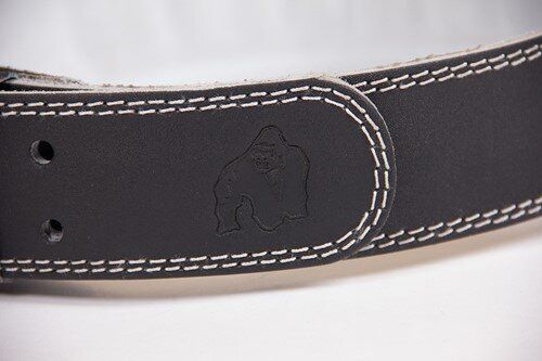 Спортивный мужской пояс 4 INCH Padded Leather Belt (Black/Gray) Gorilla Wear LB-380 фото