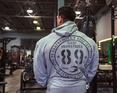 Gasp Inc Classic Hood (Grey) спортивна чоловіча худі для бодібілдингу CIN - 1194 фото