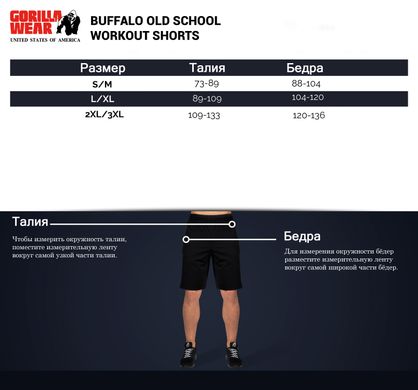 Спортивні чоловічі шорти  Buffalo Old School Shorts (Black/Gray) Gorilla Wear   SSh-330 фото