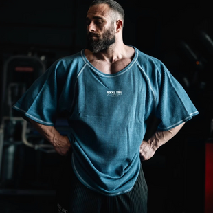Explosive Fibres &ldquo;Top Stitch" Old School Waffle Ragtop (Pacific Blue) спортивна чоловіча футболка для бодібілдингу. F-1546 фото