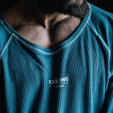 Explosive Fibres &ldquo;Top Stitch" Old School Waffle Ragtop (Pacific Blue) спортивна чоловіча футболка для бодібілдингу. F-1546 фото