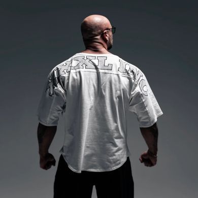 XXXL Explosivefibres " XXXL Inc" Signature Rag Top (Vintage White) спортивна чоловіча футболка для бодібілдингу. F-1487 фото