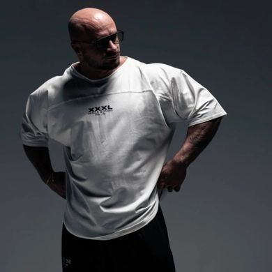 XXXL Explosivefibres " XXXL Inc" Signature Rag Top (Vintage White) спортивна чоловіча футболка для бодібілдингу. F-1487 фото