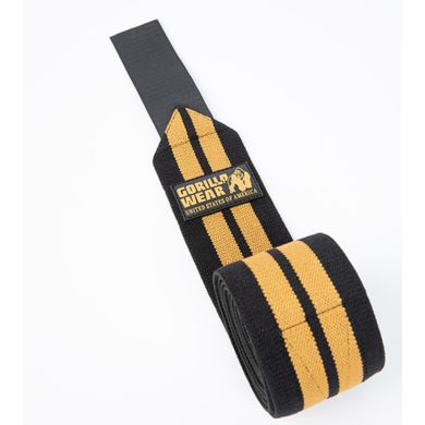 Спортивные наколенные бинты  Knee Wraps (Black/Gold) Gorilla Wear KW-217 фото