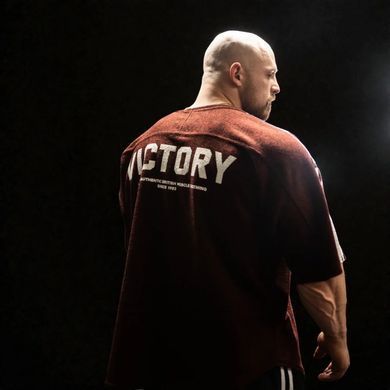 XXXL Explosivefibres ""Victory" 2 stripe Towelling Rag Top (Burgundy Fleck) спортивна чоловіча футболка для бодібілдингу. F-1463 фото
