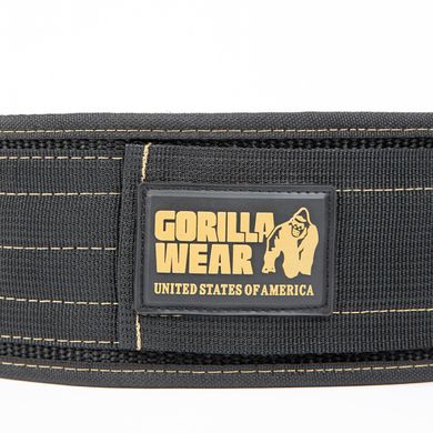 Спортивный мужской пояс 4 Inch Nylon Belt (Black/Gold) Gorilla Wear Pt-1135 фото