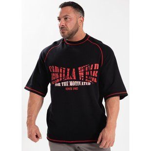 Gorilla Wear Finley Oversized (Black/Red)   спортивна чоловіча футболка для бодибилдинга. F-626 фото