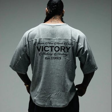XXXL Explosivefibres "Victory - Est.1983" Cotton rib Rag Top (Cloud Grey) спортивна чоловіча футболка для бодібілдингу. F-1466 фото