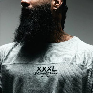 XXXL Explosivefibres "Victory - Est.1983" Cotton rib Rag Top (Cloud Grey) спортивна чоловіча футболка для бодібілдингу. F-1466 фото
