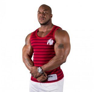 Спортивна чоловіча майка Stripe Stretch Tank Top (Red) Gorilla Wear M-457 фото
