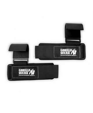 Gorilla Wear Weight Lifting Hooks (Black/White) спортивні унісекс гаки для бодібілдингу. WLH-244 фото