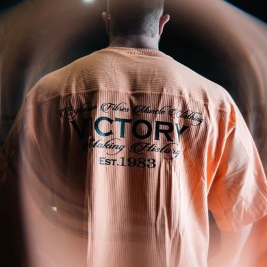 XXXL Explosivefibres "Victory - Est.1983" Cotton rib Rag Top (Orange Juice) спортивна чоловіча футболка для бодібілдингу. F-1467 фото