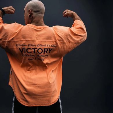 XXXL Explosivefibres "Victory - Est.1983" Cotton rib Rag Top (Orange Juice) спортивна чоловіча футболка для бодібілдингу. F-1467 фото