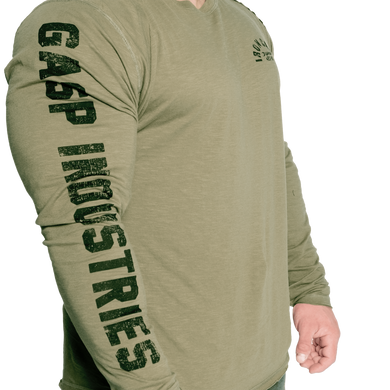 Gasp Throwback LS Tee (Washed Green) мужская футболка для бодибилдинга. F-1528 фото