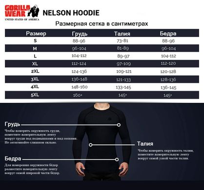 Спортивна чоловіча кофта  Nelson Hoodie (Black) Gorilla Wear HS-163 фото