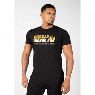 Gorilla Wear  Classic T-shirt (Black/Gold) спортивна чоловіча футболка для бодібілдингу. F-115 фото