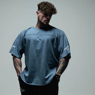 XXXL Explosivefibres "Reputation" Micro Waffle Ragtop (Polo Blue) спортивна чоловіча футболка для бодібілдингу. F-1468 фото