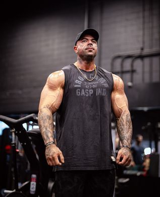 Gasp Throwback s/l (Washed Black) спортивна чоловіча безрукавка для бодібілдингу. l/s-1174 фото