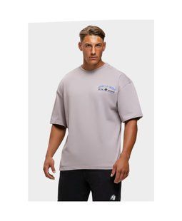 Gorilla Wear Macon Oversized T-Shirt (Light Gray) спортивна чоловіча футболка для бодібілдингу. F-1394 фото