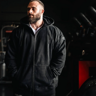 Explosive Fibres "Bodybuilder" 400gsm 100% Cotton Zip Hoodie (Black) спортивна чоловіча худі для бодібілдингу. ZH-1552 фото