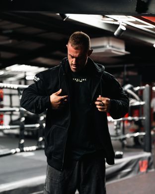 Explosive Fibres "Bodybuilder" 400gsm 100% Cotton Zip Hoodie (Black) спортивная мужская толстовка для бодибилдинга. ZH-1552 фото