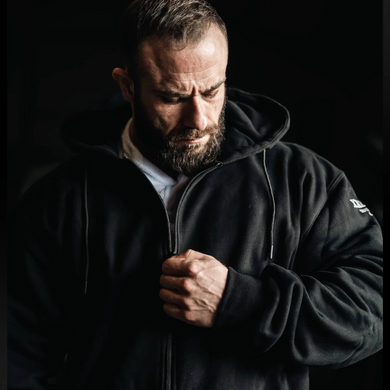 Explosive Fibres "Bodybuilder" 400gsm 100% Cotton Zip Hoodie (Black) спортивная мужская толстовка для бодибилдинга. ZH-1552 фото