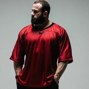 Explosive Fibres Ltd "XXXL INC " Airtex V neck Shirt (Ruby Red) спортивна чоловіча футболка для бодібілдингу. F-1483 фото